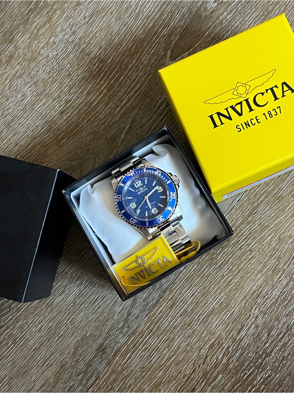 Invicta Men's Silver Watch with Blue Dial